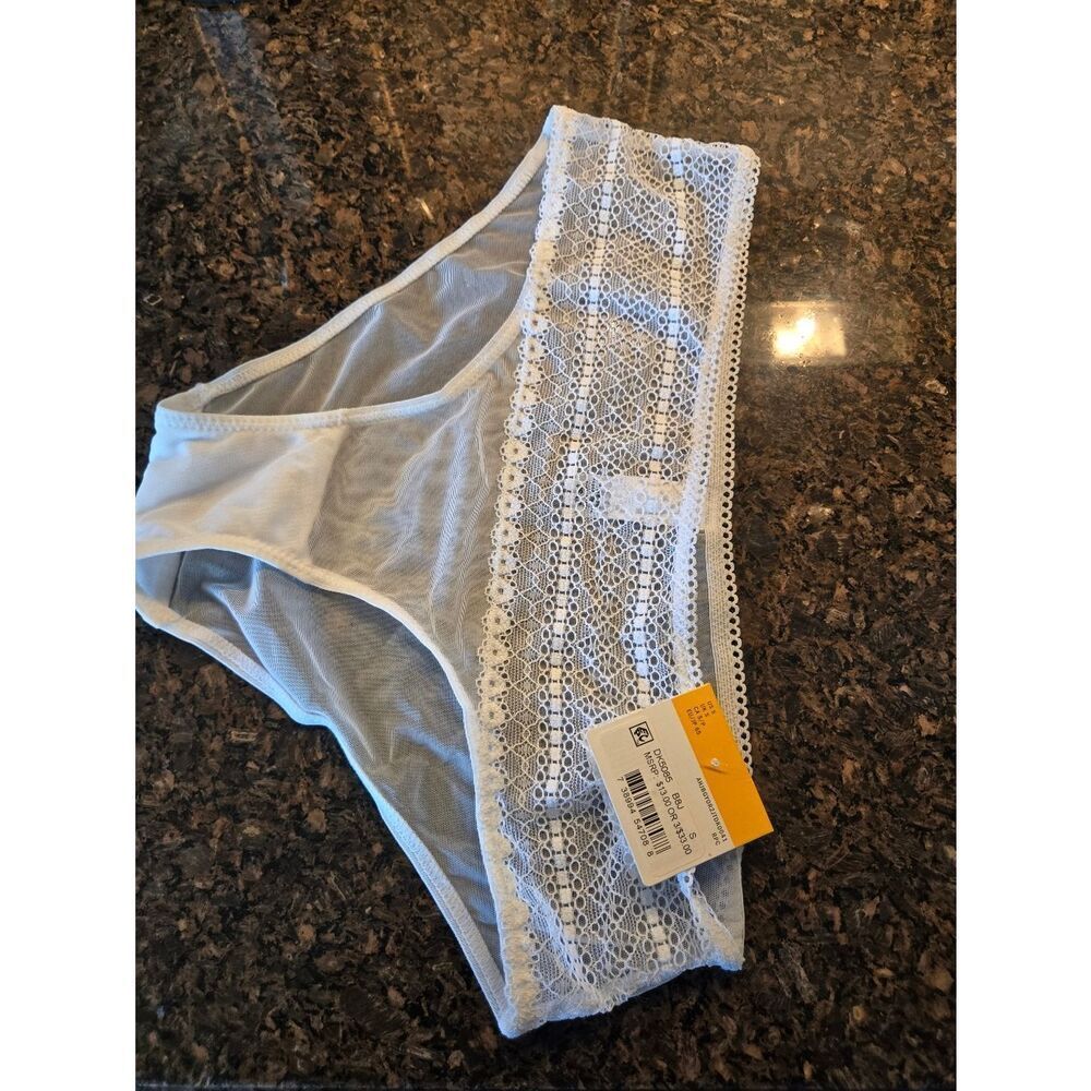 DKNY White Lace Trim Mesh Bikini Brief Panties